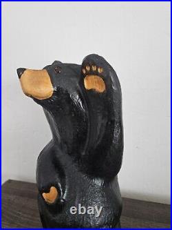 EUC Rare Jeff Fleming Big Sky Carvers Black Bear Waving 13 Wood Carving Art