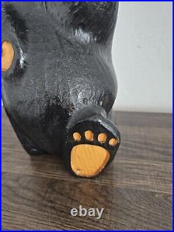 EUC Rare Jeff Fleming Big Sky Carvers Black Bear Waving 13 Wood Carving Art