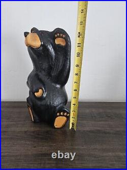 EUC Rare Jeff Fleming Big Sky Carvers Black Bear Waving 13 Wood Carving Art