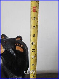 EUC Rare Jeff Fleming Big Sky Carvers Black Bear Waving 13 Wood Carving Art