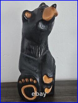 EUC Rare Jeff Fleming Big Sky Carvers Black Bear Waving 15 Wood Carving Art