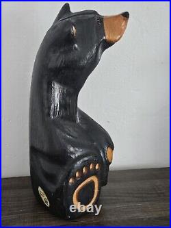 EUC Rare Jeff Fleming Big Sky Carvers Black Bear Waving 15 Wood Carving Art