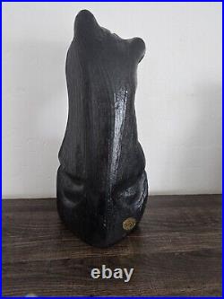 EUC Rare Jeff Fleming Big Sky Carvers Black Bear Waving 15 Wood Carving Art