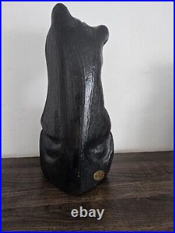 EUC Rare Jeff Fleming Big Sky Carvers Black Bear Waving 15 Wood Carving Art