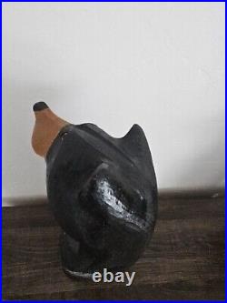 EUC Rare Jeff Fleming Big Sky Carvers Black Bear Waving 15 Wood Carving Art