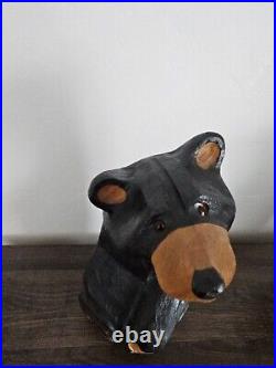 EUC Rare Jeff Fleming Big Sky Carvers Black Bear Waving 15 Wood Carving Art