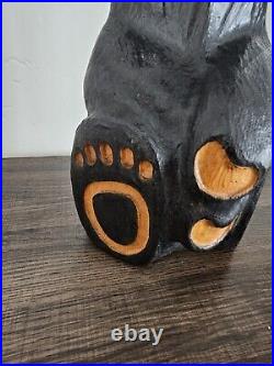 EUC Rare Jeff Fleming Big Sky Carvers Black Bear Waving 15 Wood Carving Art