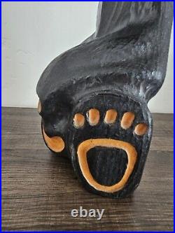 EUC Rare Jeff Fleming Big Sky Carvers Black Bear Waving 15 Wood Carving Art