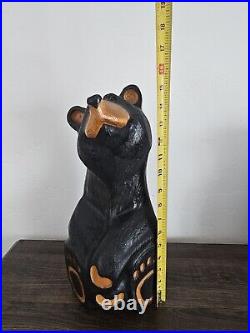 EUC Rare Jeff Fleming Big Sky Carvers Black Bear Waving 15 Wood Carving Art