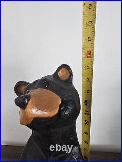 EUC Rare Jeff Fleming Big Sky Carvers Black Bear Waving 15 Wood Carving Art