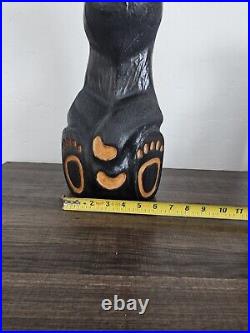 EUC Rare Jeff Fleming Big Sky Carvers Black Bear Waving 15 Wood Carving Art