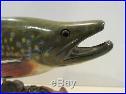 Early Big Sky Carvers Brook Trout Wood Carving Signed B. Berry 87