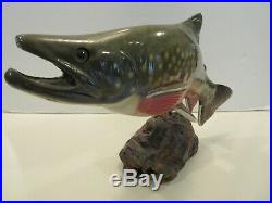 Early Big Sky Carvers Brook Trout Wood Carving Signed B. Berry 87