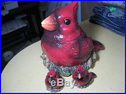 FAT CARDINAL Cookie Jar WithMatching Shakers Phyllis Driscoll, Big Sky Carvers