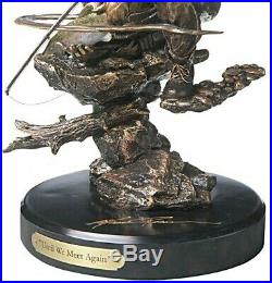 Fly Fishing Sculpture Detailed Figurine Bronze Finish Desk Mantel Display Decor