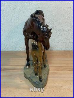 Foal Mare Horse Bonded Sculpture Figurine Hand Cast Home Decor Big Sky Carvers