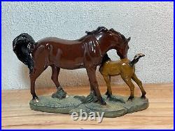 Foal Mare Horse Bonded Sculpture Figurine Hand Cast Home Decor Big Sky Carvers