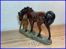 Foal Mare Horse Bonded Sculpture Figurine Hand Cast Home Decor Big Sky Carvers