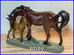 Foal Mare Horse Bonded Sculpture Figurine Hand Cast Home Decor Big Sky Carvers