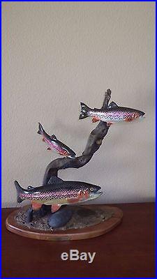 Generations Rainbow Family by Bill Reel Big Sky Carvers Wood Carved Trout Lim Ed
