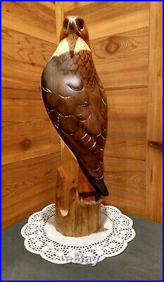 Genuine 2012 Big Sky Carvers Signed/dated Hawk Life-sized Carved Wood Sculpture