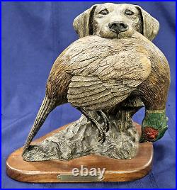 Gracious Retrieval Bradford Williams Golden Labrador Dog Duck Bronze Sculpture