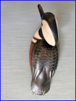Hand Carved Hooded Merganser Drake Vintage Wooden Decorative Duck Decoy Signed