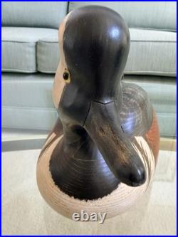 Hand Carved Hooded Merganser Drake Vintage Wooden Decorative Duck Decoy Signed