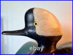 Hand Carved Hooded Merganser Drake Vintage Wooden Decorative Duck Decoy Signed
