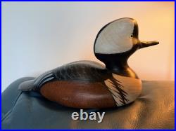 Hand Carved Hooded Merganser Drake Vintage Wooden Decorative Duck Decoy Signed