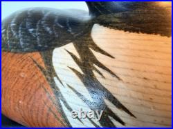 Hand Carved Hooded Merganser Drake Vintage Wooden Decorative Duck Decoy Signed