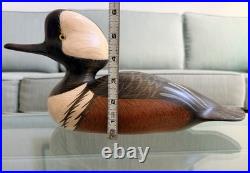 Hand Carved Hooded Merganser Drake Vintage Wooden Decorative Duck Decoy Signed