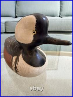 Hand Carved Hooded Merganser Drake Vintage Wooden Decorative Duck Decoy Signed
