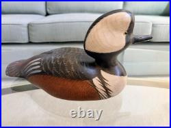 Hand Carved Hooded Merganser Drake Vintage Wooden Decorative Duck Decoy Signed