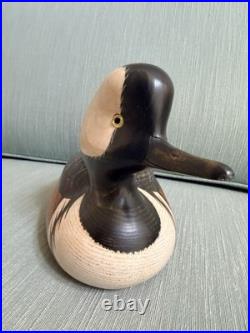 Hand Carved Hooded Merganser Drake Vintage Wooden Decorative Duck Decoy Signed