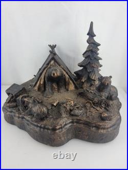 J. M Fleming Big Sky Carvers Sculpture The Tresspassers Bears Tent Trees Art HTF