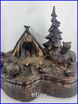 J. M Fleming Big Sky Carvers Sculpture The Tresspassers Bears Tent Trees Art HTF