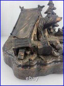 J. M Fleming Big Sky Carvers Sculpture The Tresspassers Bears Tent Trees Art HTF