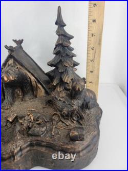 J. M Fleming Big Sky Carvers Sculpture The Tresspassers Bears Tent Trees Art HTF
