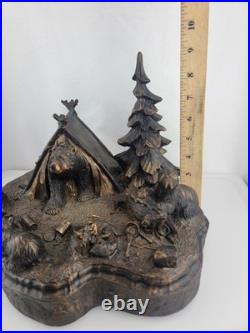 J. M Fleming Big Sky Carvers Sculpture The Tresspassers Bears Tent Trees Art HTF