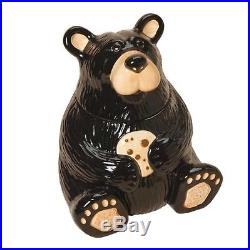 Jeff Fleming BearFoots Sitting Bear Ceramic Cookie Jar by Big Sky Carvers New