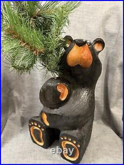 Jeff Fleming Big Sky Carvers 14 Black Bear W Tree Solid Wood Carving Art