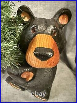 Jeff Fleming Big Sky Carvers 14 Black Bear W Tree Solid Wood Carving Art