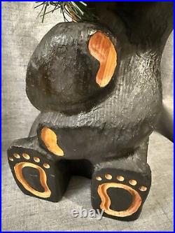 Jeff Fleming Big Sky Carvers 14 Black Bear W Tree Solid Wood Carving Art