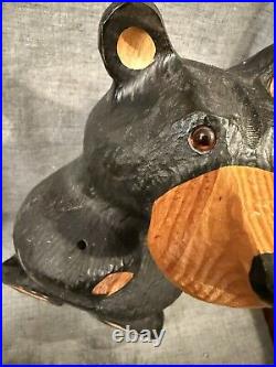 Jeff Fleming Big Sky Carvers 14 Black Bear W Tree Solid Wood Carving Art