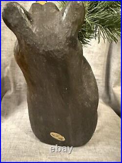 Jeff Fleming Big Sky Carvers 14 Black Bear W Tree Solid Wood Carving Art