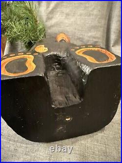 Jeff Fleming Big Sky Carvers 14 Black Bear W Tree Solid Wood Carving Art