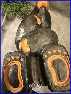 Jeff Fleming Big Sky Carvers 14 Black Bear W Tree Solid Wood Carving Art