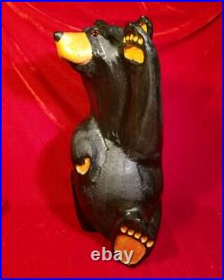 Jeff Fleming Big Sky Carvers BLACK BEAR Waving 13 Wood Carving Art EUC Rare