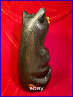 Jeff Fleming Big Sky Carvers BLACK BEAR Waving 13 Wood Carving Art EUC Rare